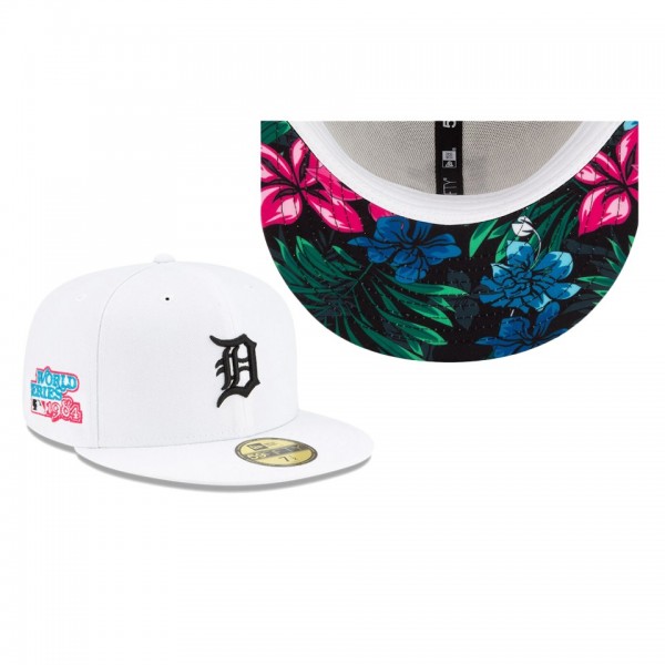 Detroit Tigers Floral Under Visor White 59FIFTY Fitted Hat