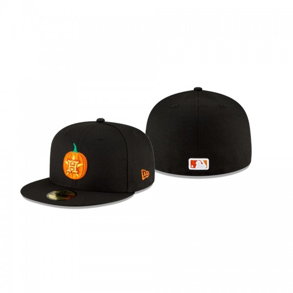 Men's Houston Astros Carved Pumpkins Black Halloween Collection 59FIFTY Fitted Hat
