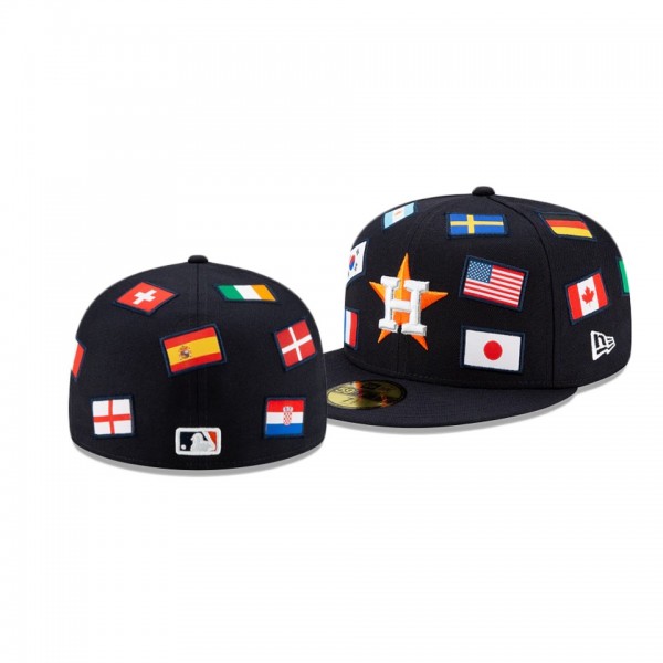 Houston Astros All Over Flag Navy 59FIFTY Fitted Hat