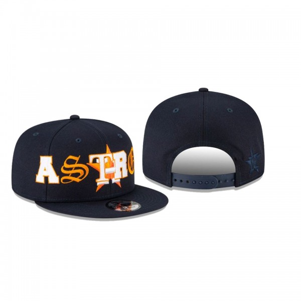 Men's Houston Astros Mixed Font Navy 9FIFTY Snapback Hat
