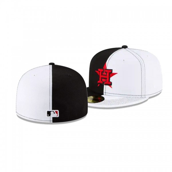 Men's Houston Astros New Era 100th Anniversary White Black Split Crown 59FIFTY Fitted Hat