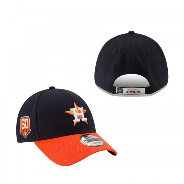 Houston Astros New Era 60th Anniversary The League 9FORTY Adjustable Hat Navy Orange