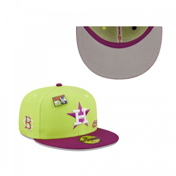 Men's Houston Astros New Era Green Purple MLB X Big League Chew Swingin' Sour Apple Flavor Pack 59FIFTY Fitted Hat