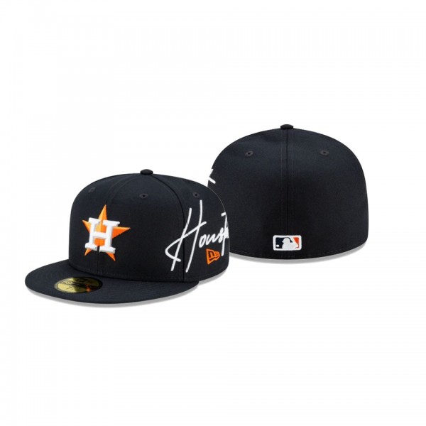 Men's Houston Astros Cursive Navy 59FIFTY Fitted Hat