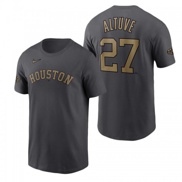 Houston Astros Jose Altuve Charcoal 2022 MLB All-Star Game Name & Number T-Shirt