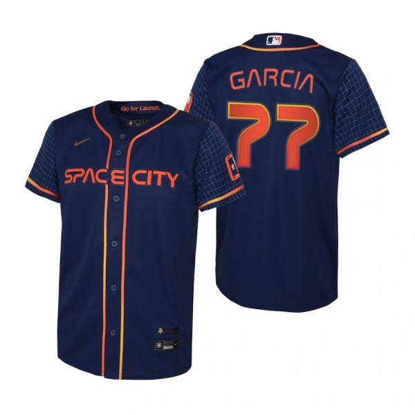 Youth Houston Astros Luis Garcia Navy 2022 City Connect Replica Jersey