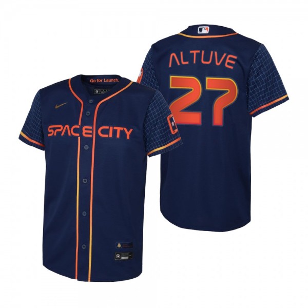 Youth Houston Astros Jose Altuve Nike Navy 2022 City Connect Replica Jersey