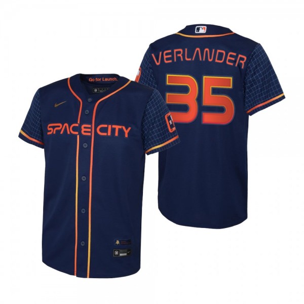 Youth Houston Astros Justin Verlander Nike Navy 2022 City Connect Replica Jersey