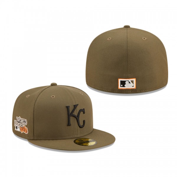 Royals 1985 World Series Hunter Flame Undervisor Fitted Cap Olive