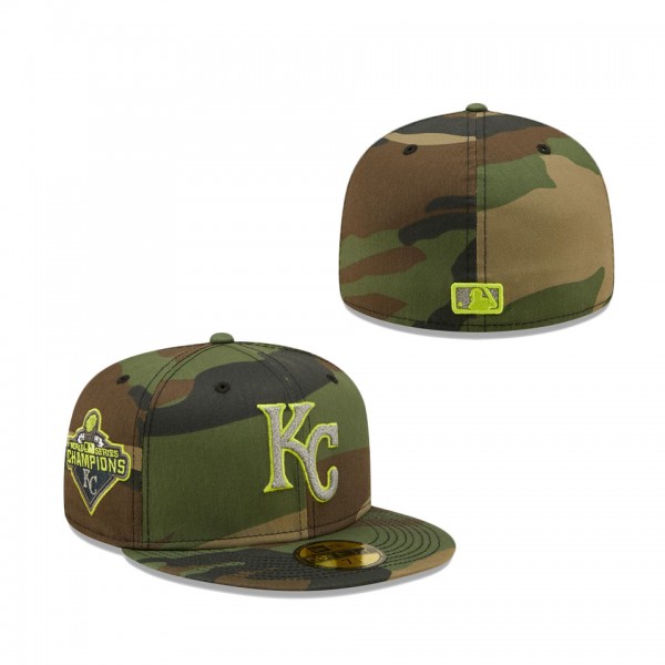 Kansas City Royals New Era Cooperstown Collection 2015 World Series Woodland Reflective Undervisor 59FIFTY Fitted Hat Camo