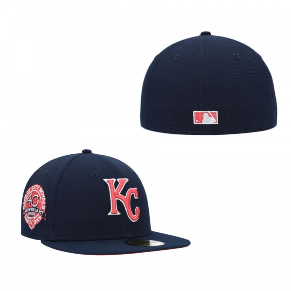 Kansas City Royals Navy 40th Anniversary Lava Undervisor 59FIFTY Fitted Hat