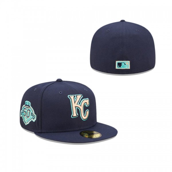Kansas City Royals Navy Oceanside Peach 59FIFTY Hat
