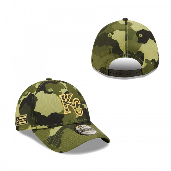 Men's Kansas City Royals New Era Camo 2022 Armed Forces Day 9FORTY Snapback Adjustable Hat