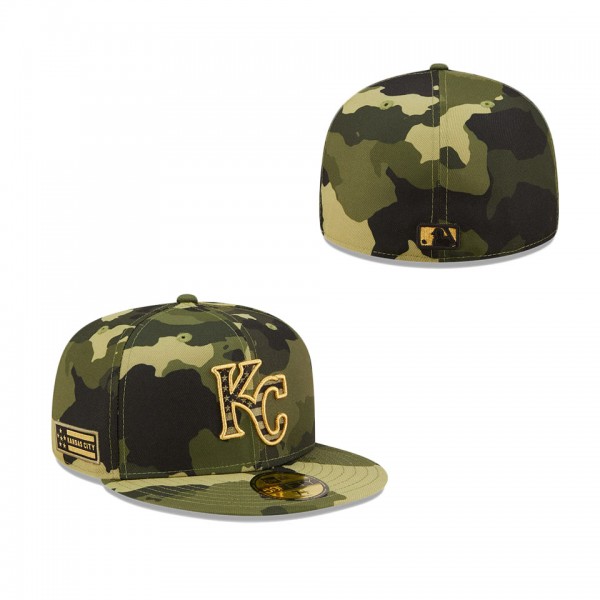 Men's Kansas City Royals New Era Camo 2022 Armed Forces Day On-Field 59FIFTY Fitted Hat