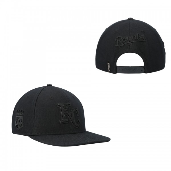 Men's Kansas City Royals Pro Standard Black Triple Black Wool Snapback Hat