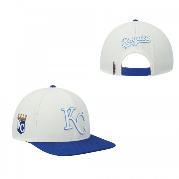 Men's Kansas City Royals Pro Standard White Royal Logo Snapback Hat