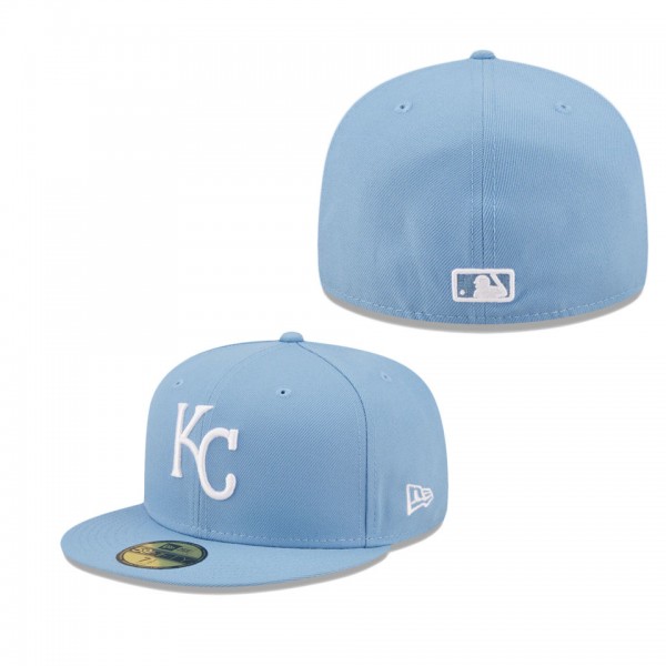 Kansas City Royals Sky Blue Logo White Fitted Hat