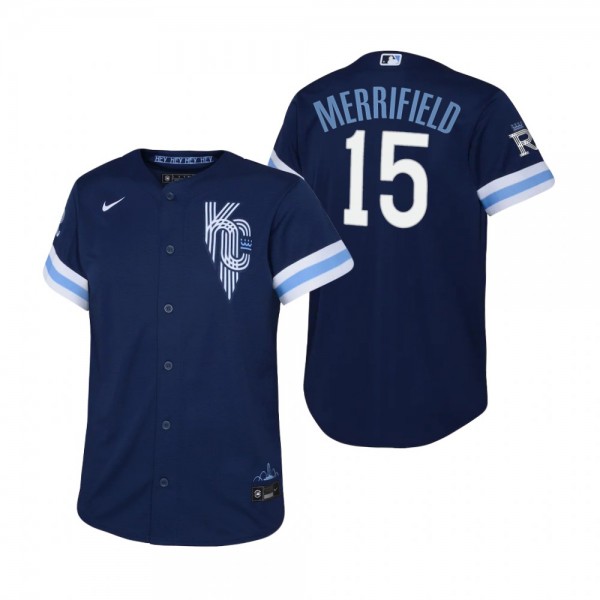 Youth Kansas City Royals Whit Merrifield Nike Navy 2022 City Connect Replica Jersey