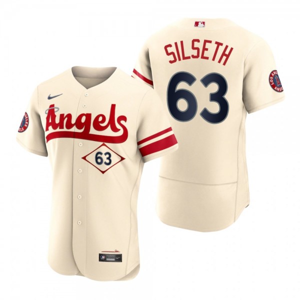 Men's Los Angeles Angels Chase Silseth Cream 2022 City Connect Authentic Jersey