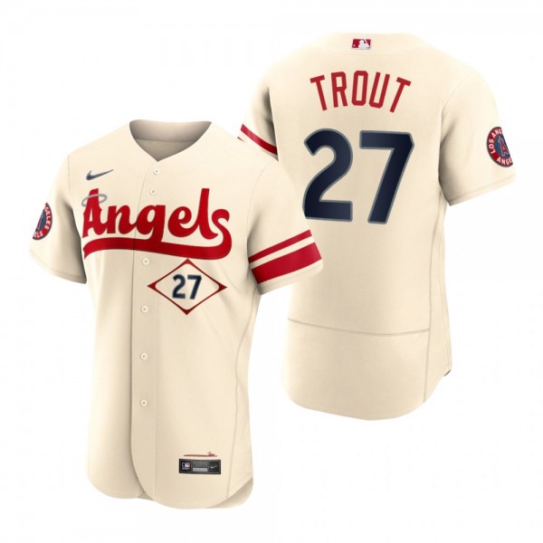 Men's Los Angeles Angels Mike Trout Cream 2022 City Connect Jersey