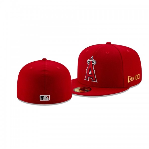 Men's Los Angeles Angels New Era 100th Anniversary Red Team Color 59FIFTY Fitted Hat