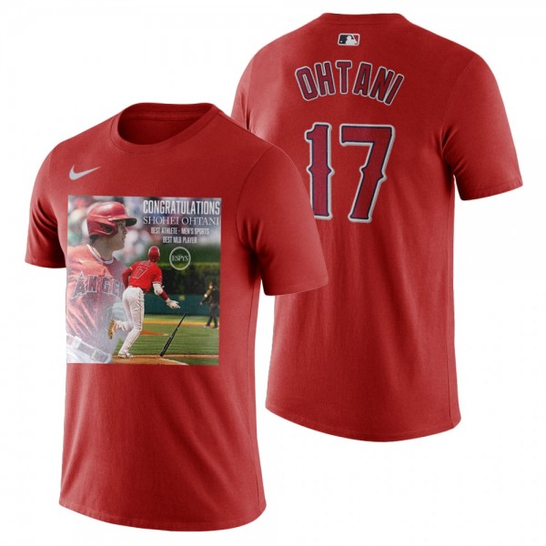 Los Angeles Angels Shohei Ohtani Red 2022 Best Athlete T-Shirt