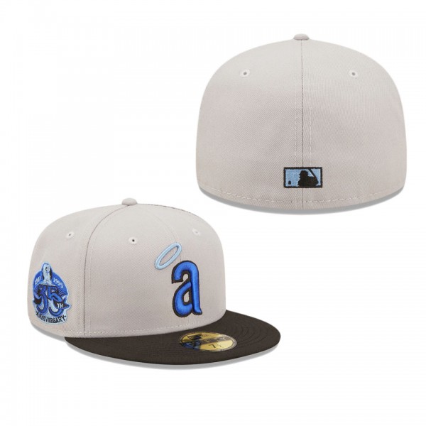 Men's California Angels Gray Black 35th Anniversary Cooperstown Collection Undervisor 59FIFTY Fitted Hat