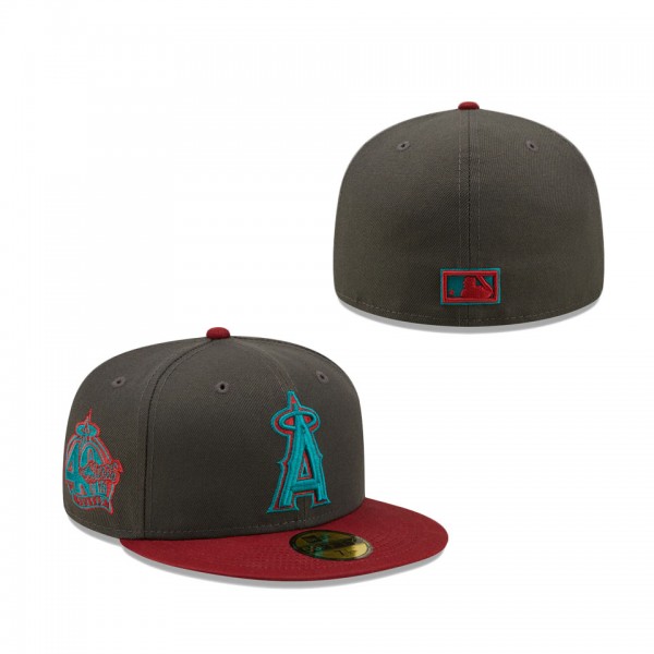 Los Angeles Angels New Era 40th Anniversary Titlewave 59FIFTY Fitted Hat Graphite Cardinal