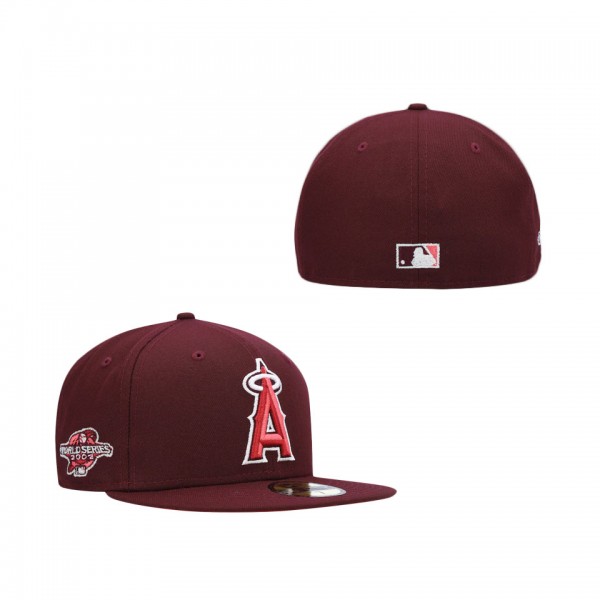 Los Angeles Angels New Era Color Fam Lava Red Undervisor 59FIFTY Fitted Hat Maroon