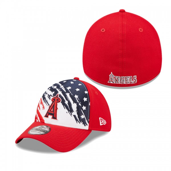 Los Angeles Angels Red 2022 4th Of July Stars Stripes 39THIRTY Flex Hat