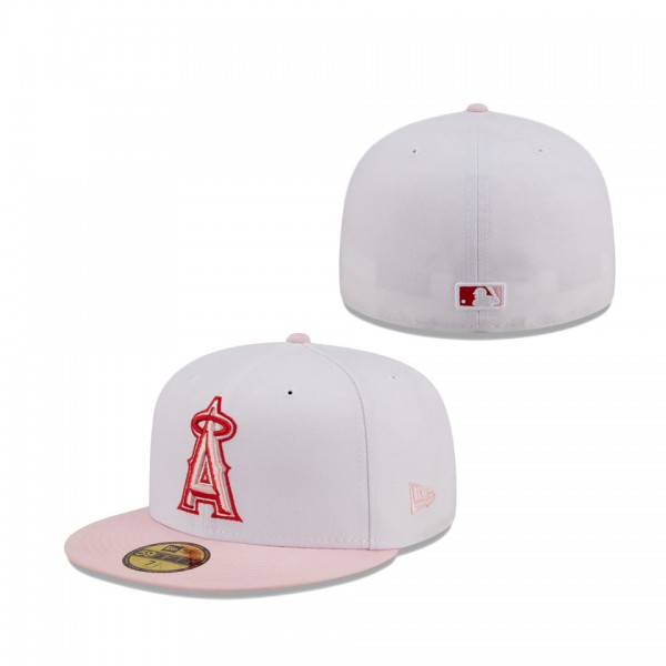 Los Angeles Angels New Era Scarlet Undervisor 59FIFTY Fitted Hat White Pink