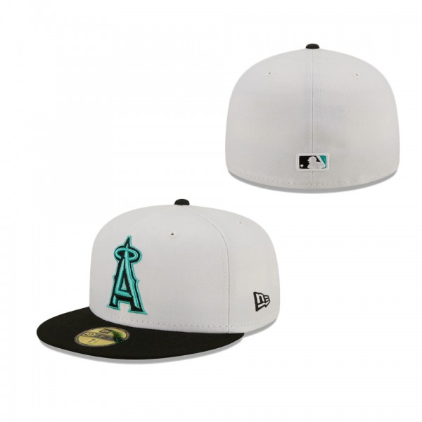 Men's Los Angeles Angels New Era White Black Spring Color Pack Two-Tone 59FIFTY Fitted Hat