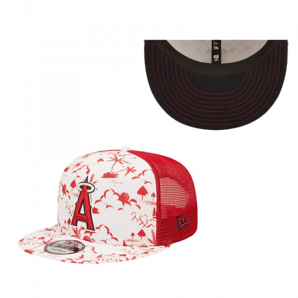 Los Angeles Angels White Red Vacay Trucker 9FIFTY Snapback Hat