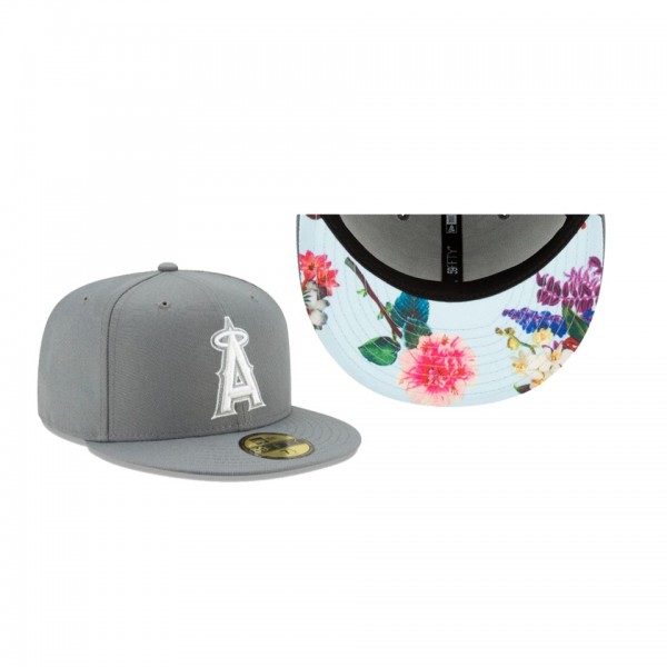 Men's Los Angeles Angels Floral Undervisor Gray 59FIFTY Fitted Hat