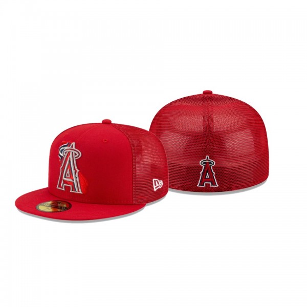 Men's Los Angeles Angels State Fill Red Meshback 59FIFTY Fitted Hat