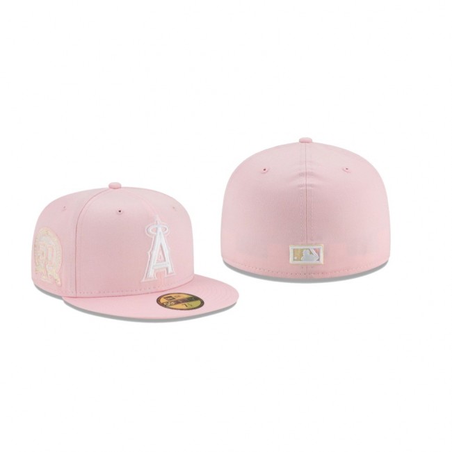 Men's Los Angeles Angels Light Yellow Under Visor Pink 59FIFTY Fitted Hat
