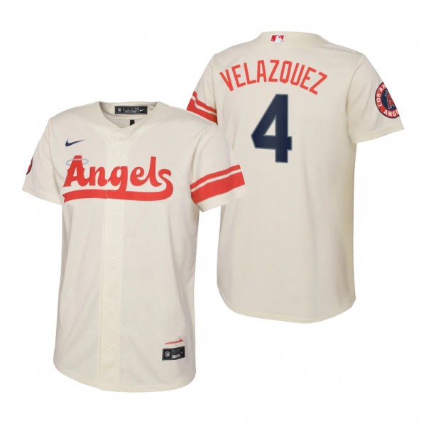 Youth Los Angeles Angels Andrew Velazquez Nike Cream 2022 City Connect Replica Jersey