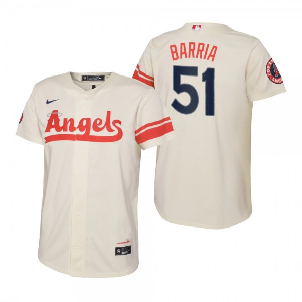 Youth Los Angeles Angels Jaime Barria Nike Cream 2022 City Connect Replica Jersey