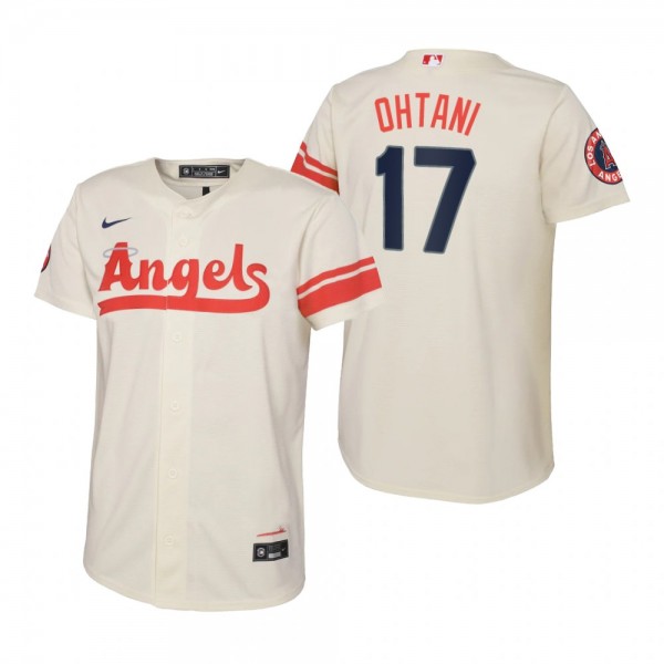 Youth Los Angeles Angels Shohei Ohtani Nike Cream 2022 City Connect Replica Jersey