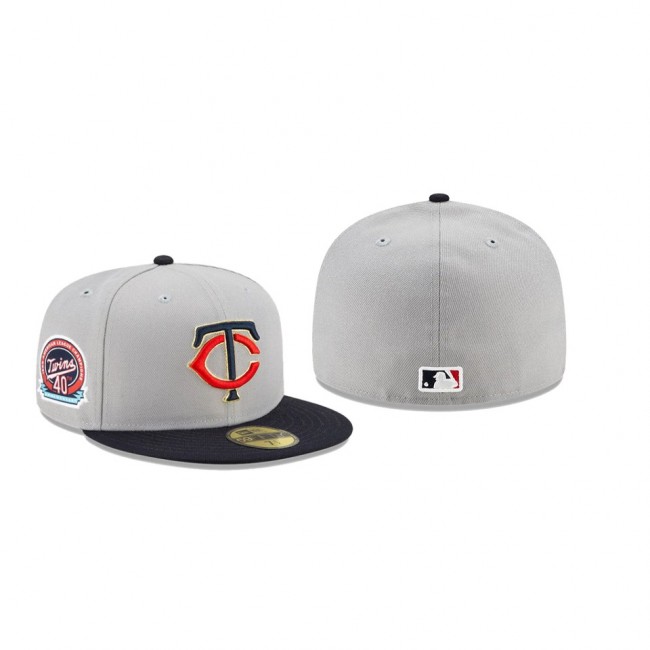Men's Minnesota Twins 1965 American League Champions 40th Anniversary Patch Gray 59FIFTY Fitted Hat