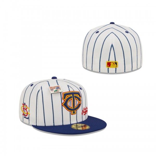 Men's Minnesota Twins New Era White Navy MLB X Big League Chew Original 59FIFTY Fitted Hat