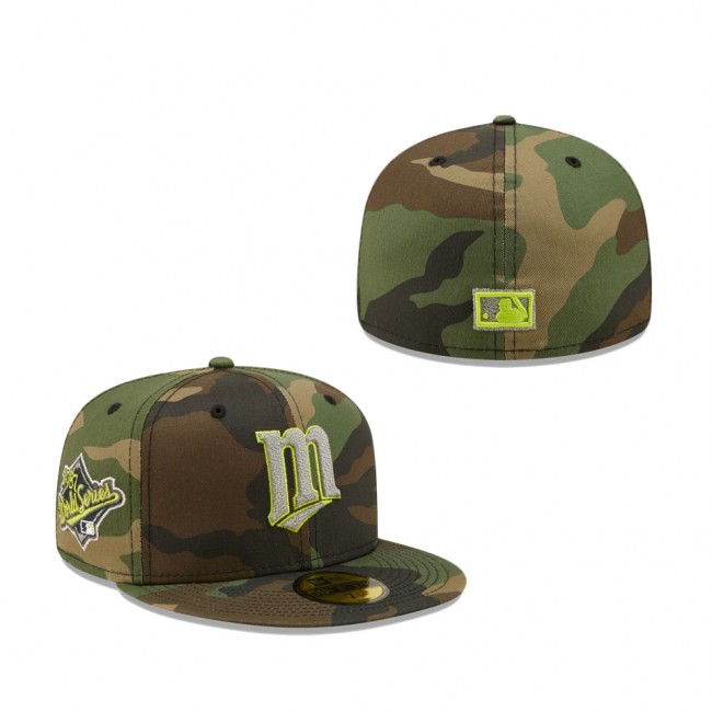Minnesota Twins New Era Cooperstown Collection 1987 World Series Woodland Reflective Undervisor 59FIFTY Fitted Hat Camo