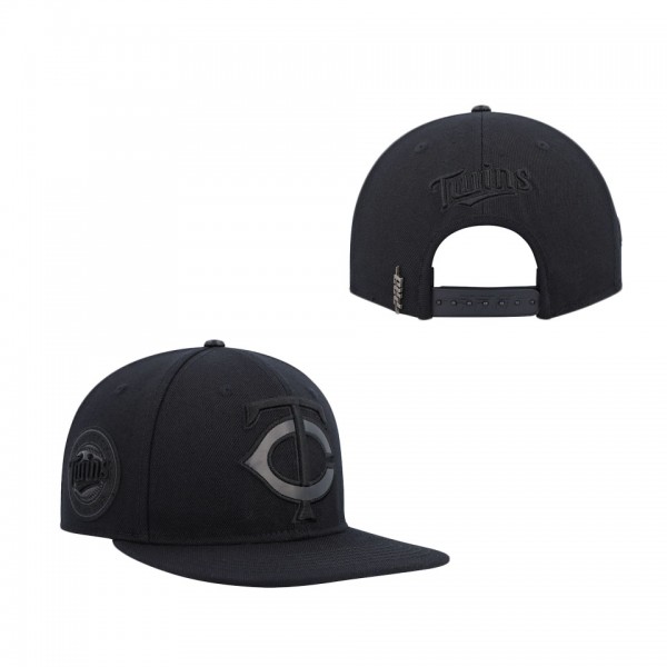 Men's Minnesota Twins Pro Standard Black Triple Black Wool Snapback Hat