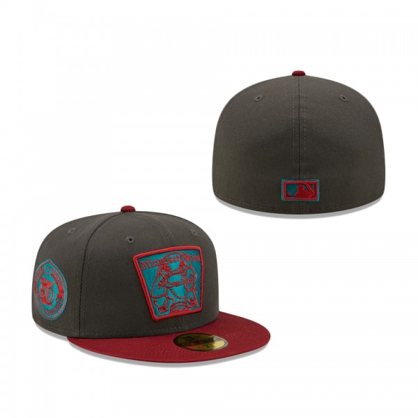 Minnesota Twins New Era Cooperstown Collection 50th Anniversary Titlewave 59FIFTY Fitted Hat Graphite Cardinal