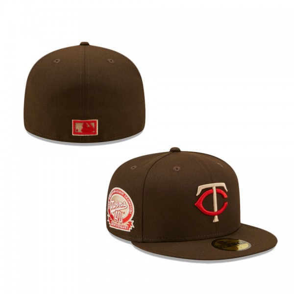 Minnesota Twins 40th Anniversary Team Scarlet Undervisor 59FIFTY Fitted Hat Brown