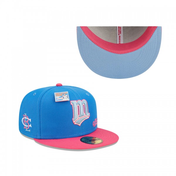 Men's Minnesota Twins New Era Blue Pink MLB X Big League Chew Curveball Cotton Candy Flavor Pack 59FIFTY Fitted Hat