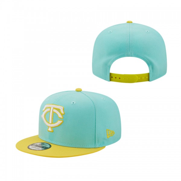 Minnesota Twins New Era Spring Two-Tone 9FIFTY Snapback Hat Turquoise Yellow