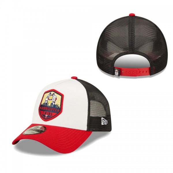 Men's Minnesota Twins White Red Fresh A-Frame 9FORTY Trucker Snapback Hat