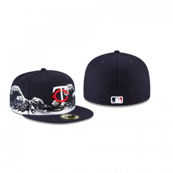 Men's Minnesota Twins New Era 100th Anniversary Navy Wave 59FIFTY Fitted Hat