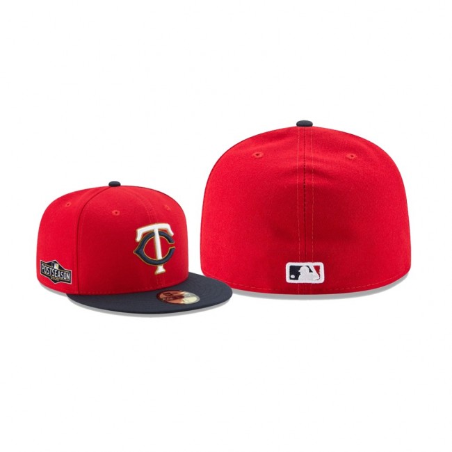 Men's Minnesota Twins 2020 Postseason Red Navy Alternate Side Patch 59FIFTY Fitted Hat